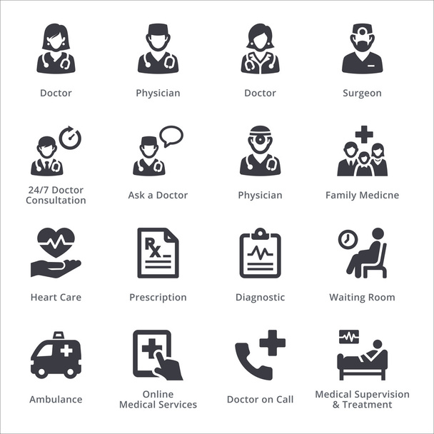 Medische diensten Icons Set 3 - Sympa serie | Zwart - Vector, afbeelding