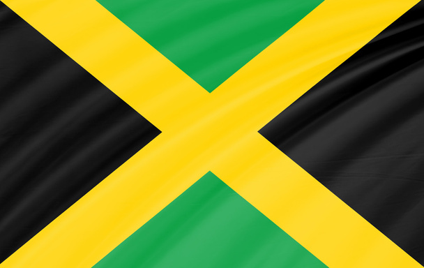 Vlajka Jamajky, trojrozměrné vykreslování, saténová textura - Fotografie, Obrázek