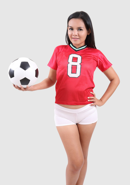 Woman and football - Foto, Imagem