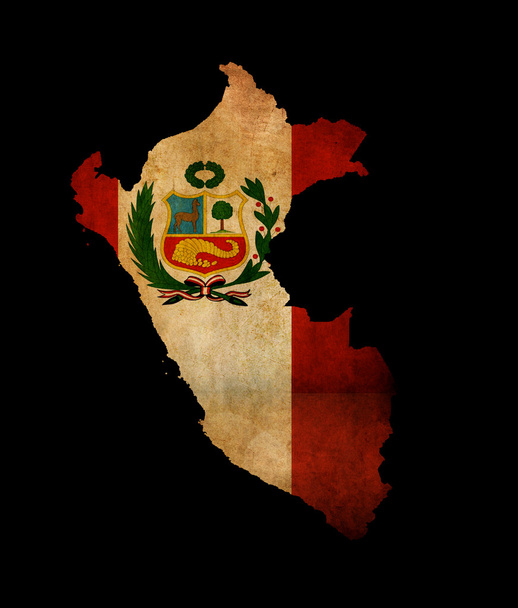 Peru a grunge zászló beszúrása elszigetelt fekete körvonala - Fotó, kép