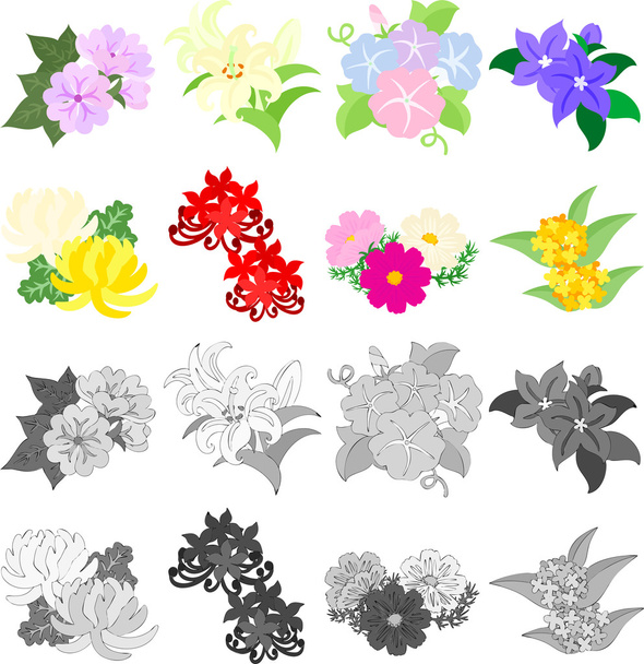 Ikonen der niedlichen Blumen - Vektor, Bild