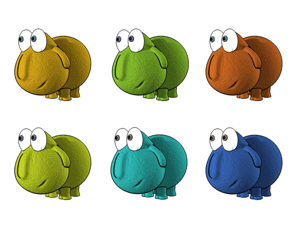 cute cartoon frog with different eyes and different emotions. vector illustration isolated on white background.  - Zdjęcie, obraz