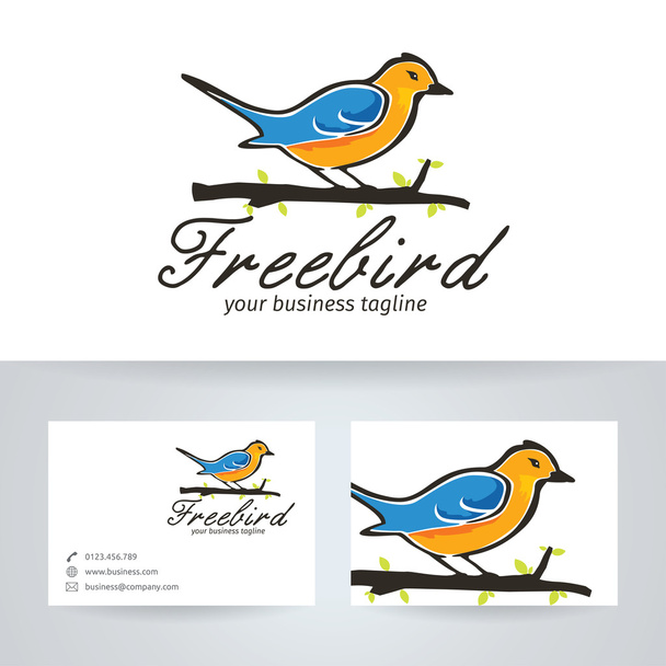 Free bird vector logo with business card template - Vector, Image
