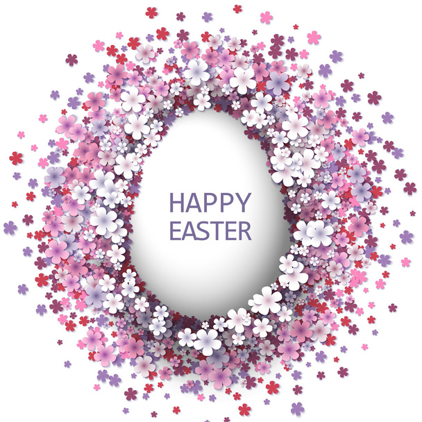 Easter background with egg and spring flower - Vector, Image