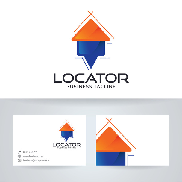 Logotipo do vetor do localizador home com modelo do cartão de visita
 - Vetor, Imagem