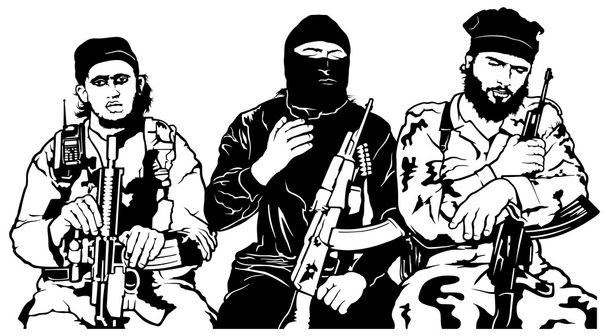 Zbrojne grupy terrorystów - Wektor, obraz