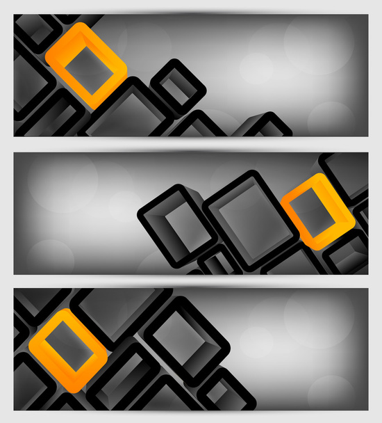 Set of banners with 3d element - Vector, imagen