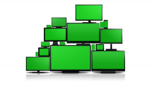 Veel verschillende soorten schermen met groen scherm - Video