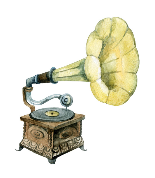 Retro-Grammophon isoliert auf weißem Hintergrund - Foto, Bild
