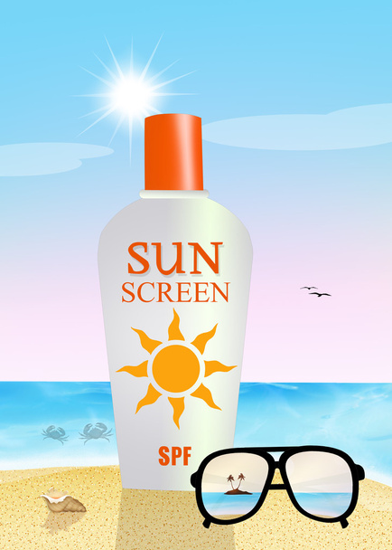 solar lotion on the beach - Foto, afbeelding