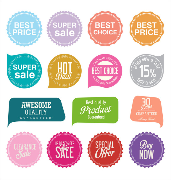Modern sale stickers collection - Vector, imagen