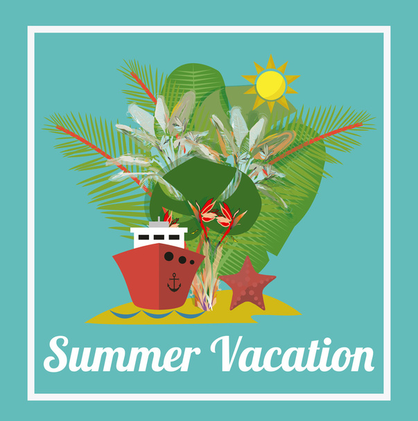 summer vacation over blue color and white frame - Foto, imagen
