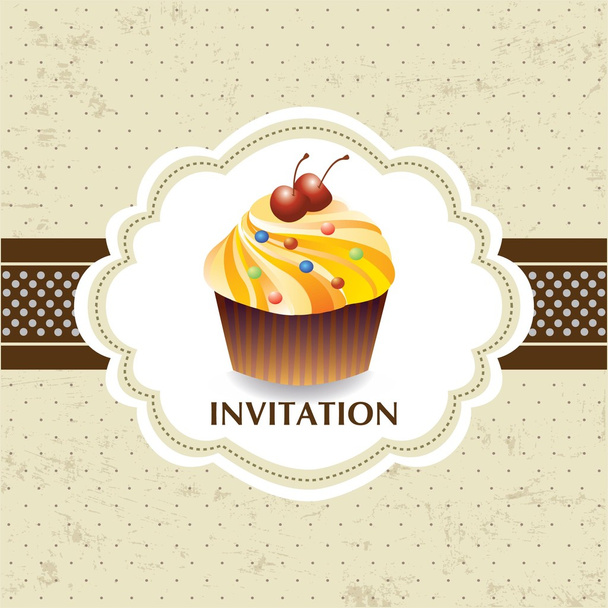 Vintage card with cupcake 06 - Vector, afbeelding