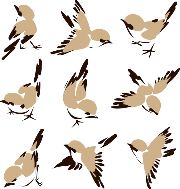 πουλί στο διαφορετικό στυλ - Διάνυσμα, εικόνα