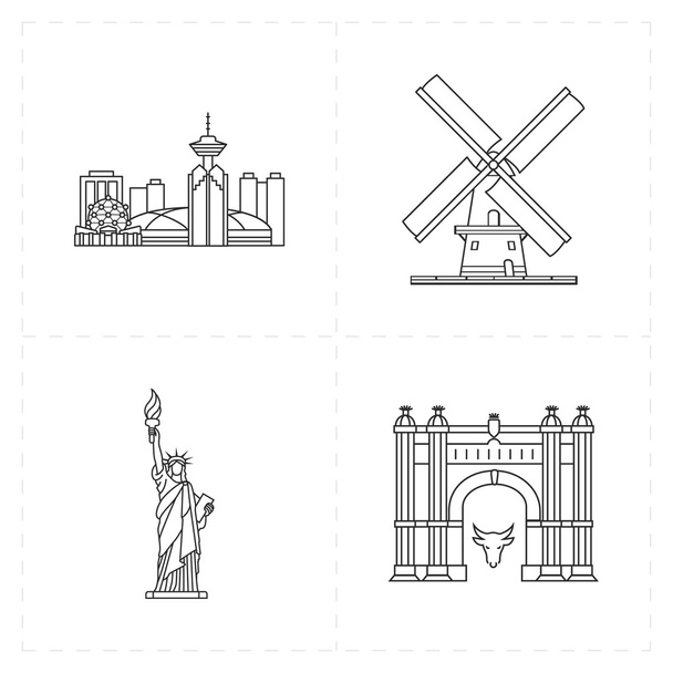 cuatro iconos emblemáticos planos
 - Vector, Imagen