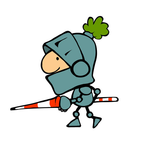 cartoon doodle knight with sword  - Фото, изображение