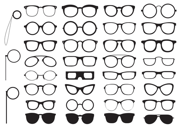 gözlük siluetleri kümesi - Vektör, Görsel