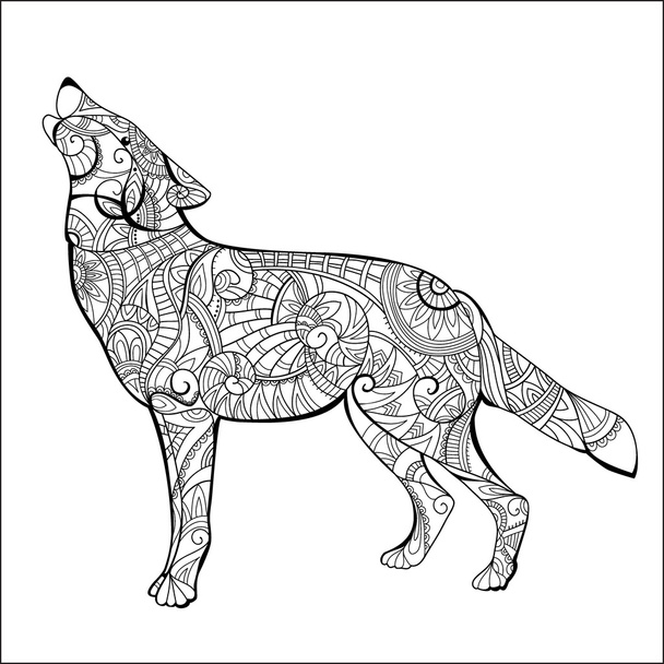 Boční pohled na kreslené Vlk - Vektor, obrázek