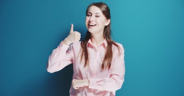 Happy woman shows success sign  - Video