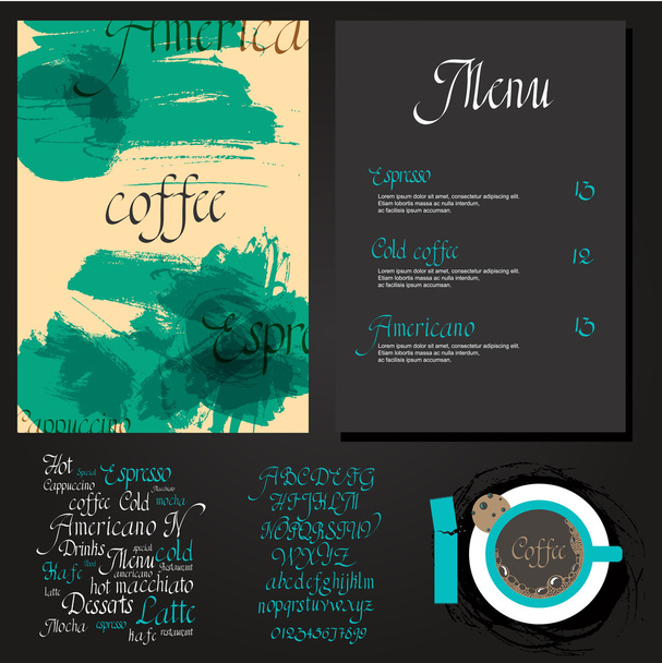 Coffee drink menu Set - Vektör, Görsel