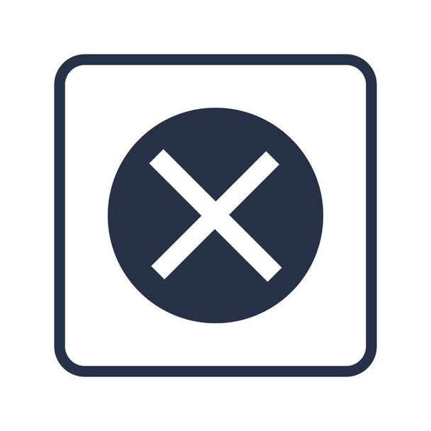 Cancel icon , on white background, rounded rectangle border, blu - Vector, Image