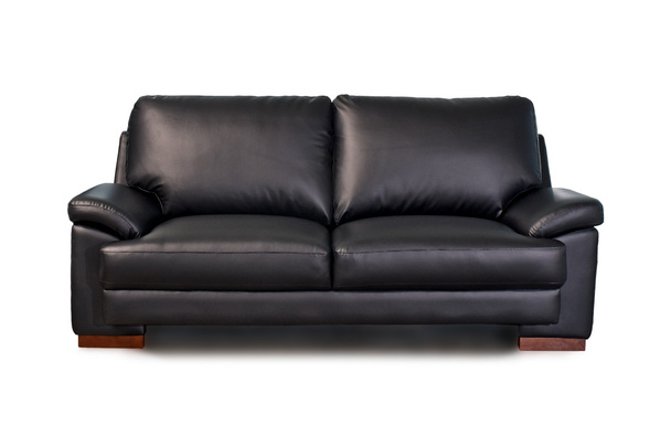 Sofá de cuero negro
 - Foto, Imagen