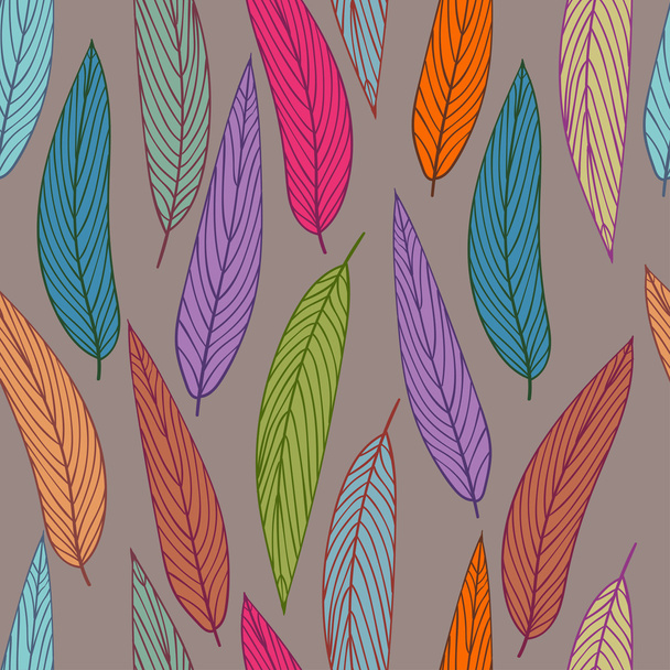 Color design elements background. Hand-drawn lineart illustration, rainbow leaves pattern - Вектор,изображение