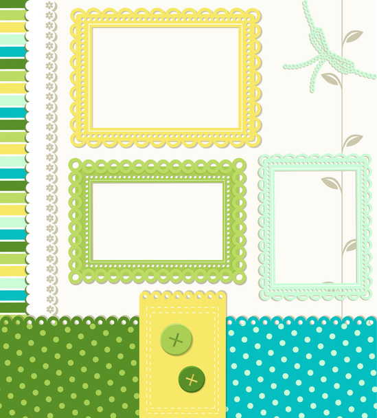 Retro style scrapbooking elements, frame and holiday layout - Vettoriali, immagini