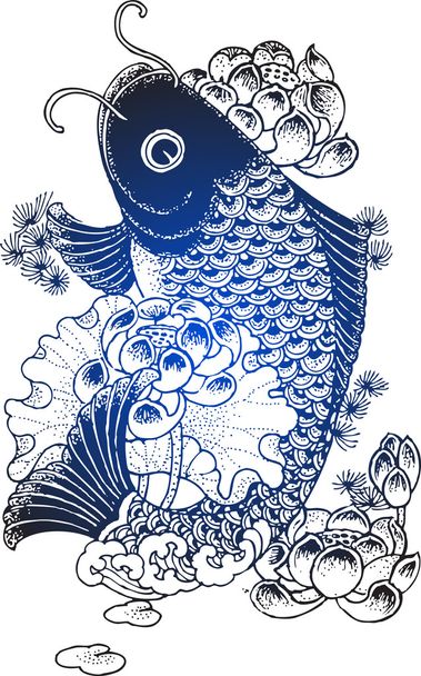 Koi fish illustration - Vektor, kép