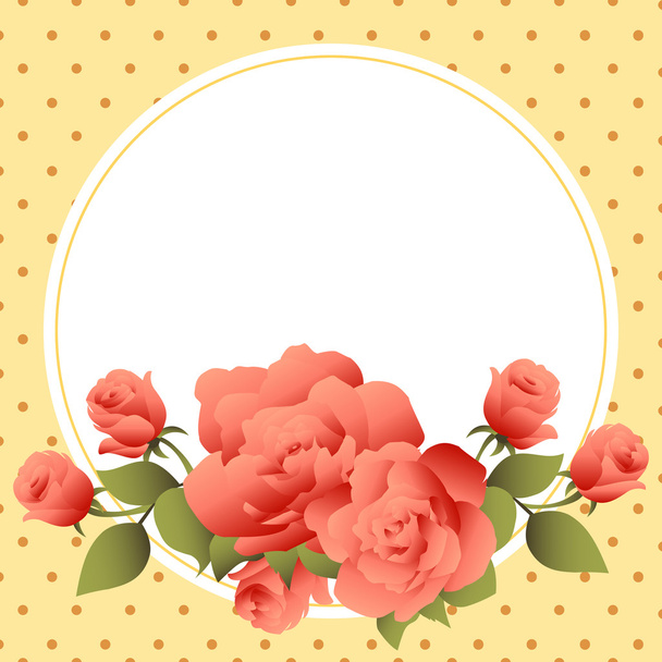 Greeting card with roses, can be used as invitation card for wedding, birthday and other holiday and summer background. Vector illustration. - ベクター画像