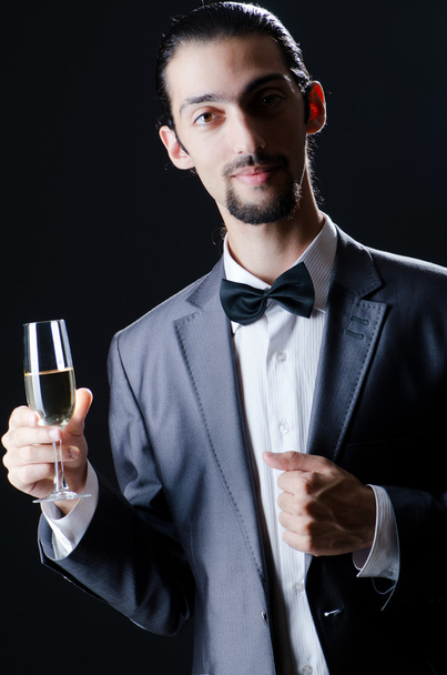 Man tasting wine in glass - Fotoğraf, Görsel