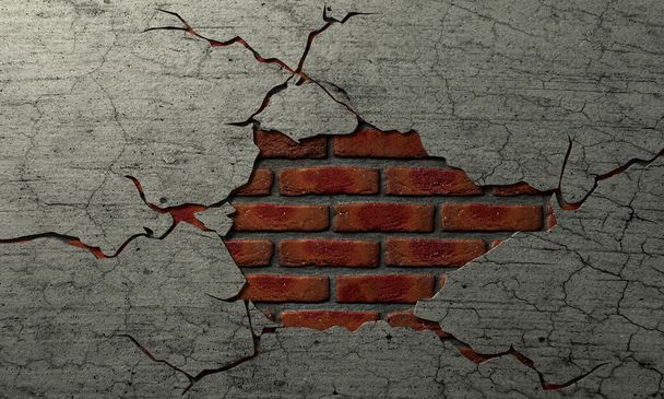 Cracked Brick And Plaster Wall - Photo, Image
