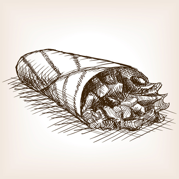 Burrito hand drawn sketch style vector - Wektor, obraz