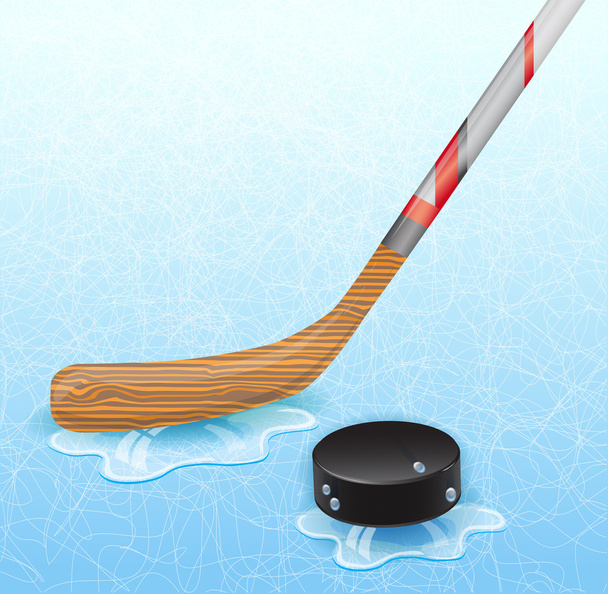 Hockeyschläger und Hockeypuck. - Vektor, Bild