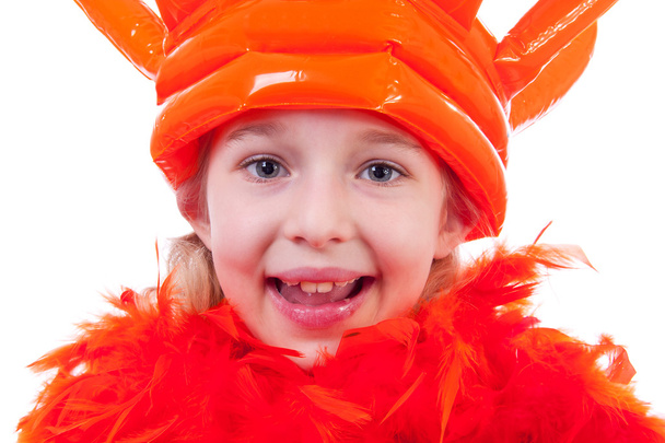 Girl with big orange crown - Fotoğraf, Görsel