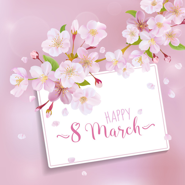 8 March - Women's Day Greeting Card Template - in vector - ベクター画像