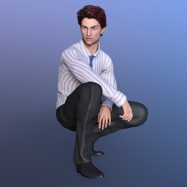 3D CG rendering of a young man - 写真・画像