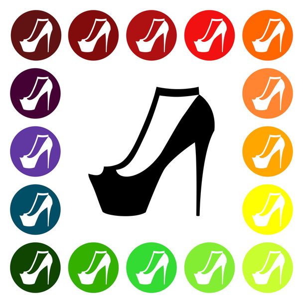 Set of colorful women's open toe shoe icons - Vector, Image