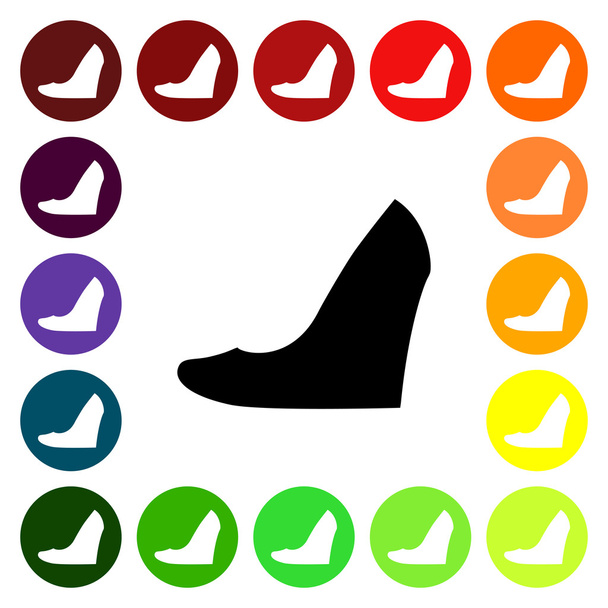 Reihe farbenfroher Frauen-Keilschuh-Ikonen - Vektor, Bild