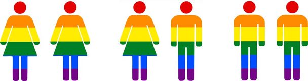 Διαφορετικά ζευγάρια (λεσβία, ετεροφυλόφιλων, ομοφυλόφιλων) - απομονωμένη εικονογράφηση - Φωτογραφία, εικόνα