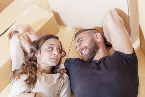 young couple relaxing after moving - Photo, Image