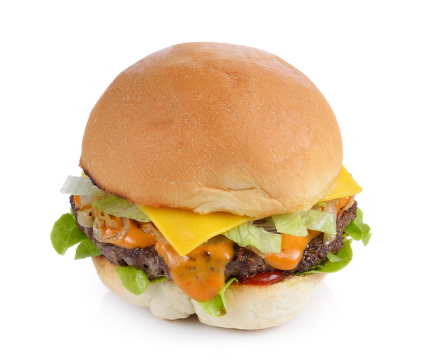 hamburger op witte achtergrond - Foto, afbeelding