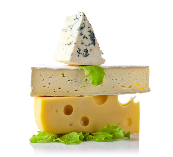 különféle sajtok elszigetelt fehér  - Fotó, kép