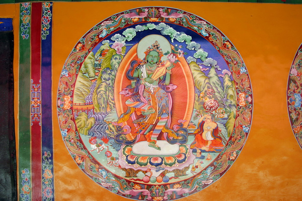 Pintura religiosa en el monasterio de Será, Tíbet, República Popular China
 - Foto, Imagen