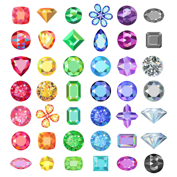 Popular low poly colored gems cuts set gradation by color - Vektor, Bild