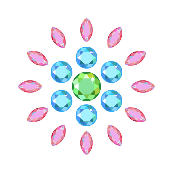 Dispersos alrededor de gemas aisladas sobre fondo blanco
 - Vector, imagen
