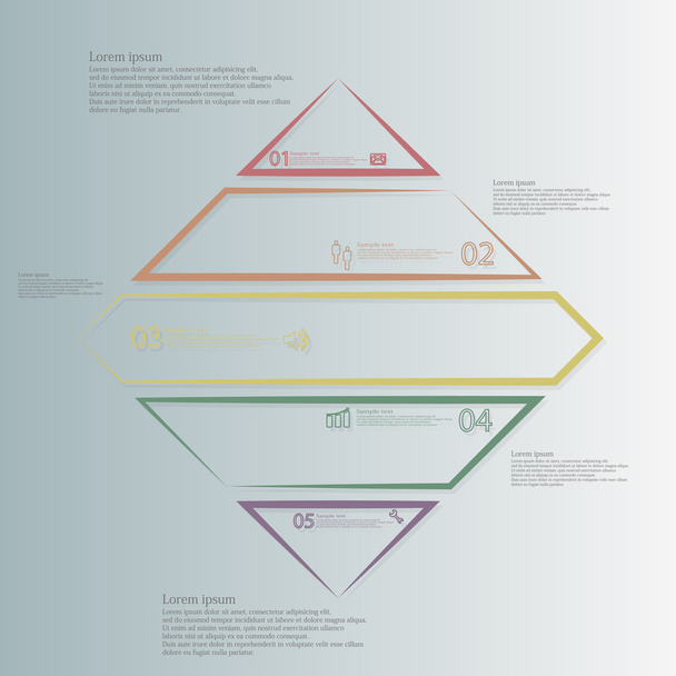 Infographic şablon rhombus şeklinde beş renk parçalara bölünmüş - Vektör, Görsel