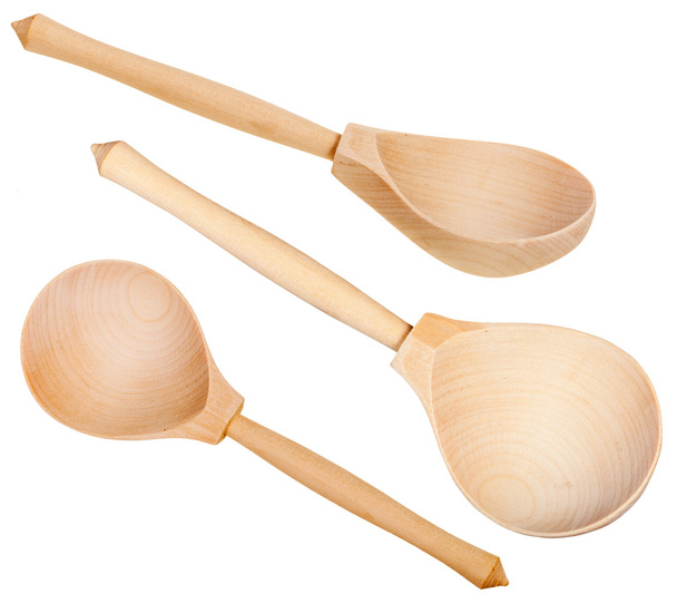 serie di cucchiai di legno isolati su bianco
 - Foto, immagini
