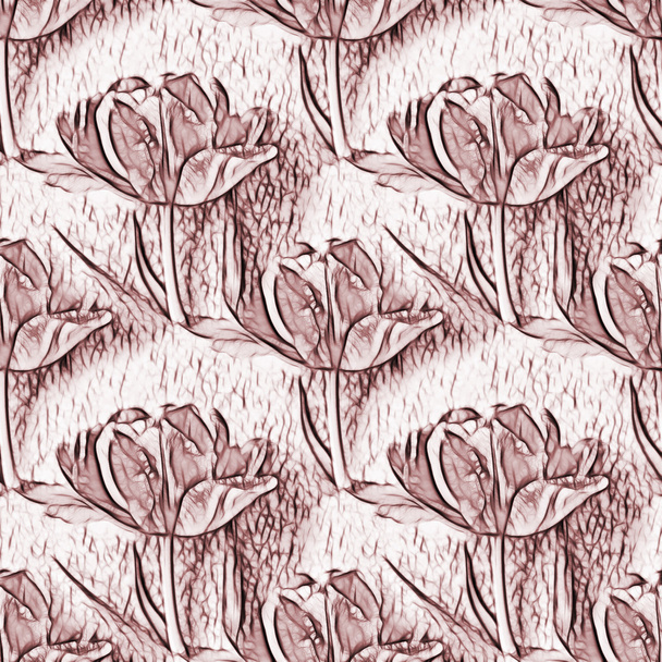 Seamless pattern with beautiful tulip flowers. Floral seamless background - Photo, Image