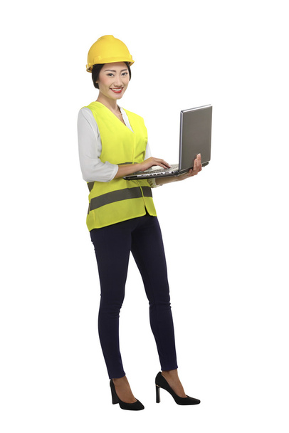 Asian worker woman holding laptop - Photo, Image
